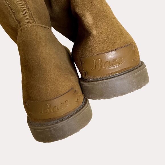 Bass Aria Womens Suede Leather Boots Booties Faux Shearling Tan 10 - Picture 8 of 12